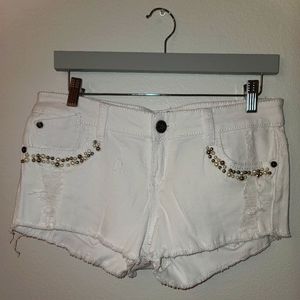 Material Girl white jean shorts